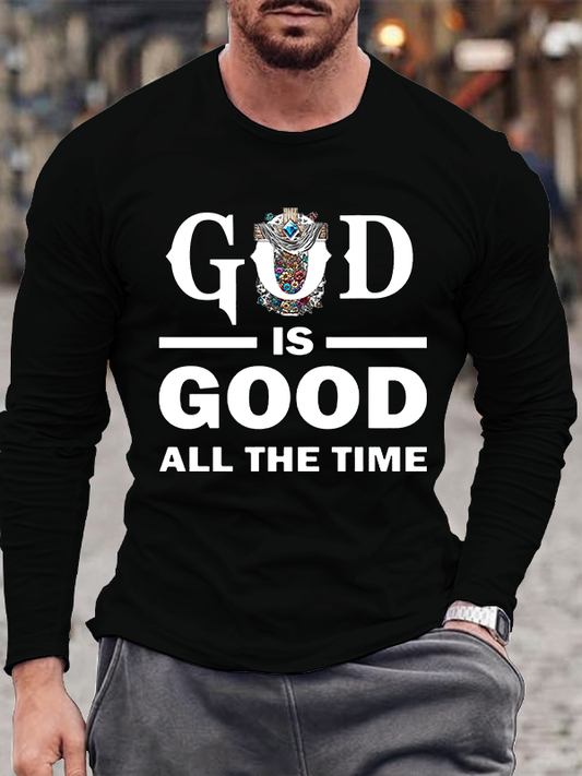 God Is Good All The Time Christian Cotton Long Sleeve T-Shirt