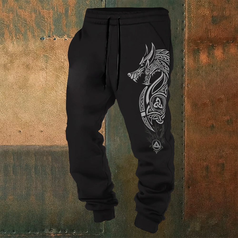 Viking Dragon Totem Retro Unisex Printed Trousers