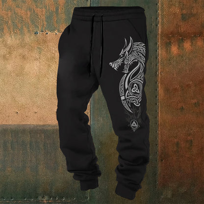 Viking Dragon Totem Retro Unisex Printed Trousers