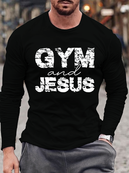 Gym and Jesus - Faith & Fitness Christian Cotton Long Sleeve T-Shirt