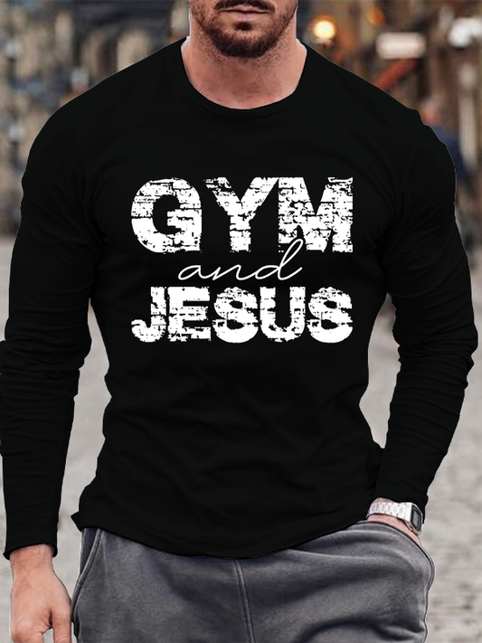 Gym and Jesus - Faith & Fitness Christian Cotton Long Sleeve T-Shirt