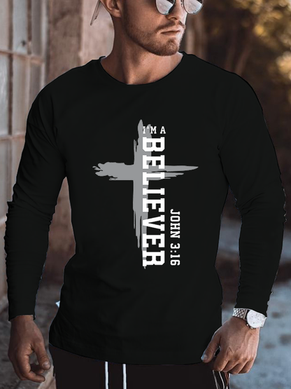 John 3:16 I'm A Believer Cotton Long Sleeve T-Shirt