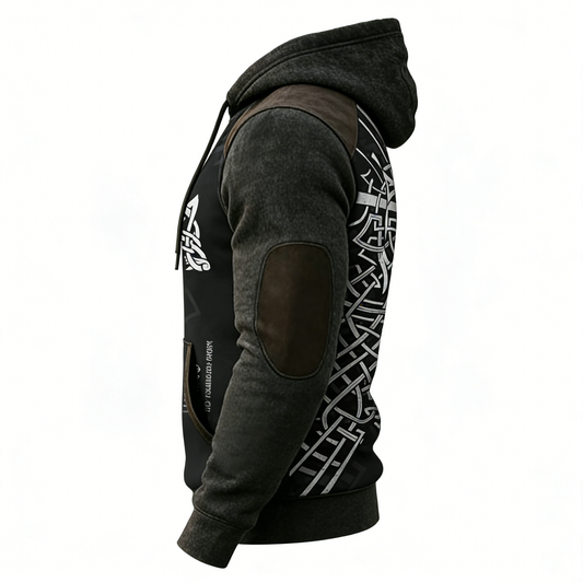 Nordic Viking Wolf Vegvísir Casual Long-Sleeve Hoodie