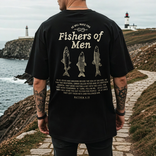 He Will Make You Fishers Of Men. Matthew 4:19 Printed Men's T-shirt