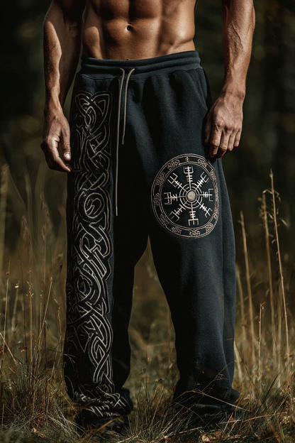 Men's Viking Nordic Vegvisir Compass Runes Totem Sports Pants