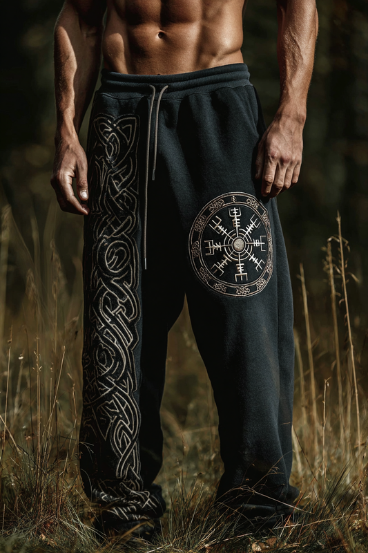 Men's Viking Nordic Vegvisir Compass Runes Totem Sports Pants