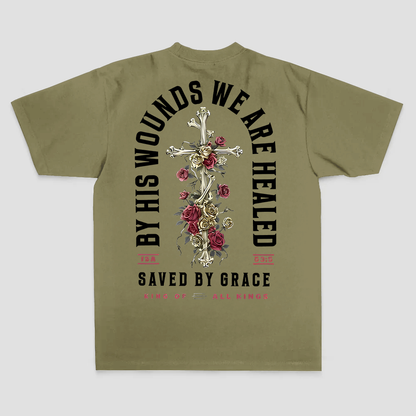 By His Wounds We Are Healed Printed Men's T-shirt
