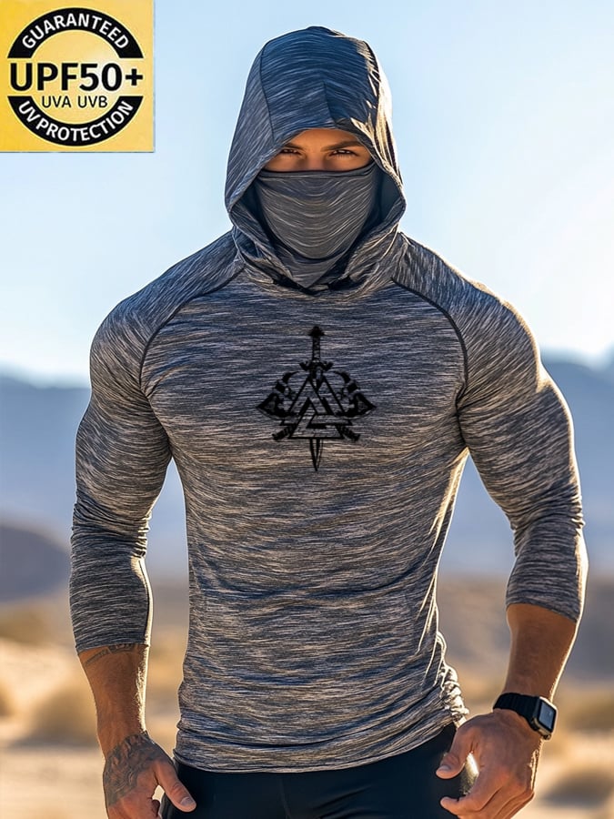 Men's Outdoor Sun Protection Breathable Cool Hooded Sun Protection Long Sleeve Top