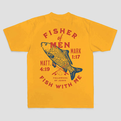 Fisher of men Mark 1:17 Matt. 4:19 Followers of jesus Fish with me Printed Men's T-shirt