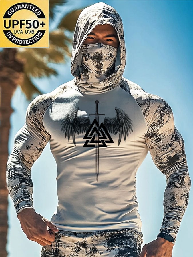 Men's Outdoor Sun Protection Breathable Cool Hooded Sun Protection Long Sleeve Top