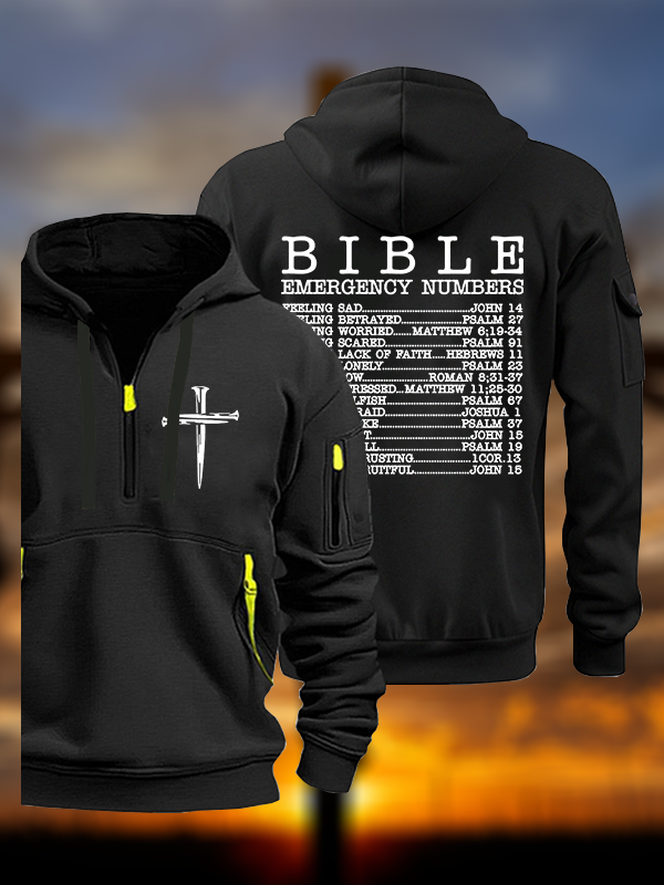 Bible Emergency Numbers  Jesus God Christian Zipper Hoodies