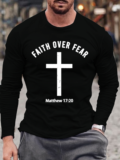 Faith Over Fear Jesus God Christian Cotton Long Sleeve T-Shirt