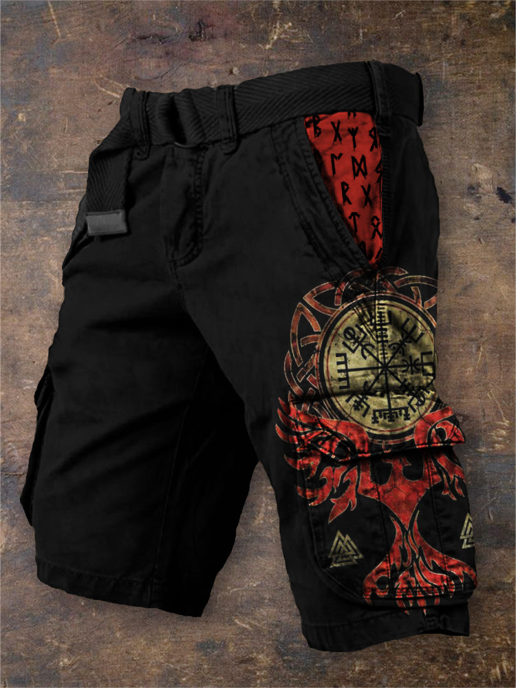 Men's Viking Vegvisir Phoenix Runes Cargo Shorts