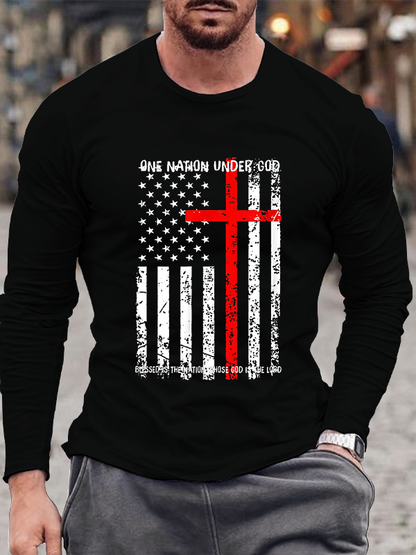 American Flag Cross Long Sleeve