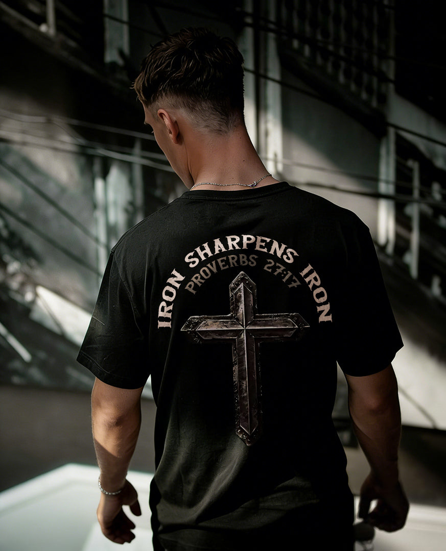 Iron Sharpens Iron Proverbs 27:17 Printed Men's T-shirt