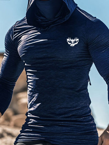 Men's Outdoor Sun Protection Breathable Cool Mask Hooded Sun Protection Long-Sleeved Top
