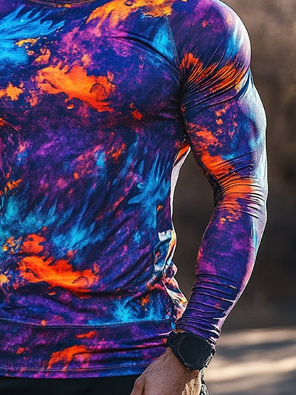Men's Outdoor Sun Protection Breathable Cool Colorful Mask Hooded Sun Protection Long-Sleeved Top