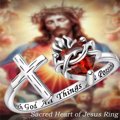 Sacred Heart of Jesus Ring With God All Things Are Possible