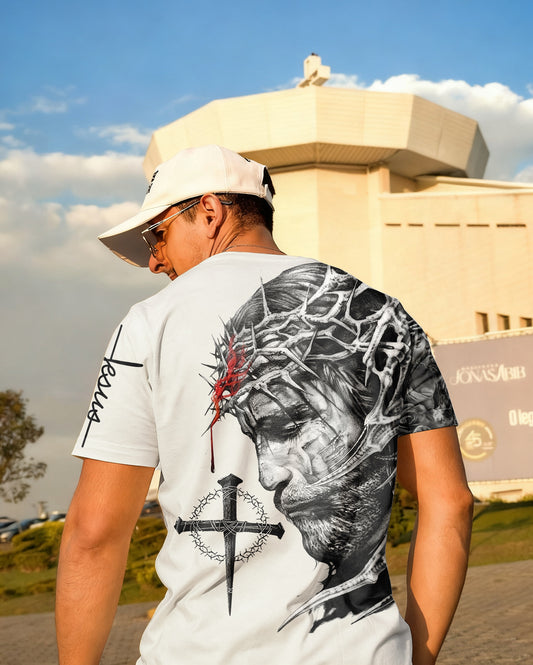 Crowned Jesus In Agony Printed Men's T - shirt