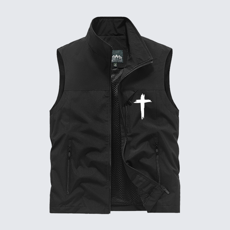 Cross Printed Jesus God Christian Outdoor Quick-dry Vest
