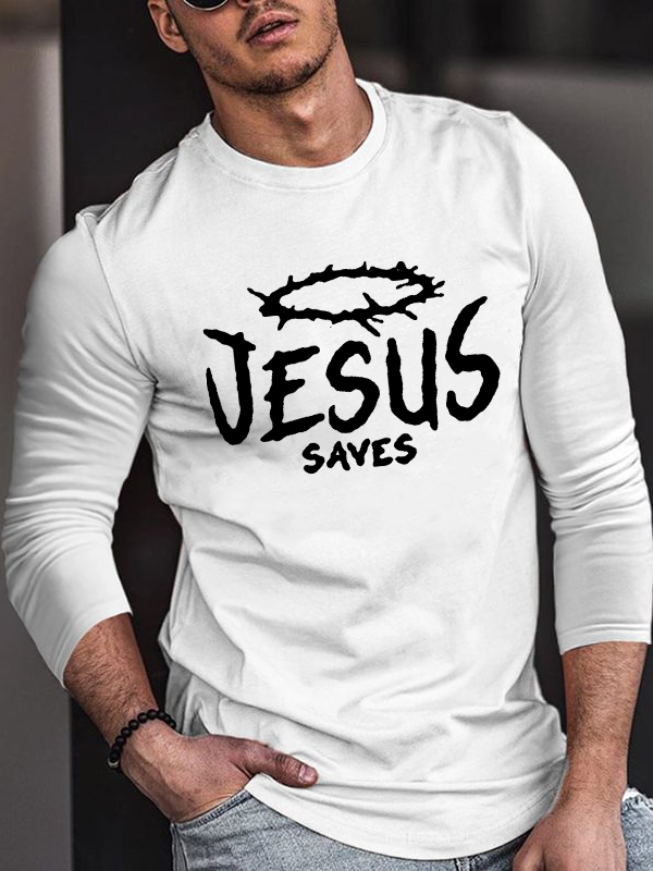 Jesus Saves Jesus God  Christian Cotton Long Sleeve T-Shirt