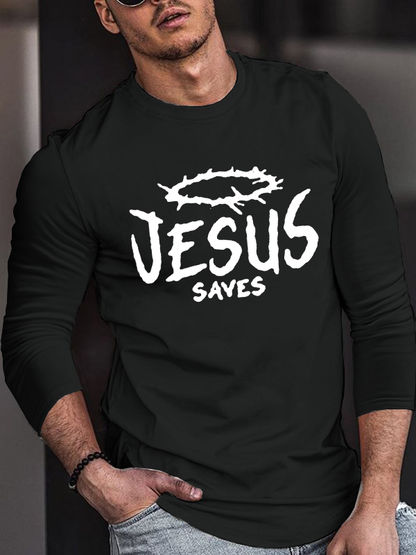 Jesus Saves Jesus God  Christian Cotton Long Sleeve T-Shirt