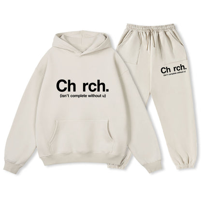 Church Isn't Complete Without U Christian Premium Fleece Hoodie Set