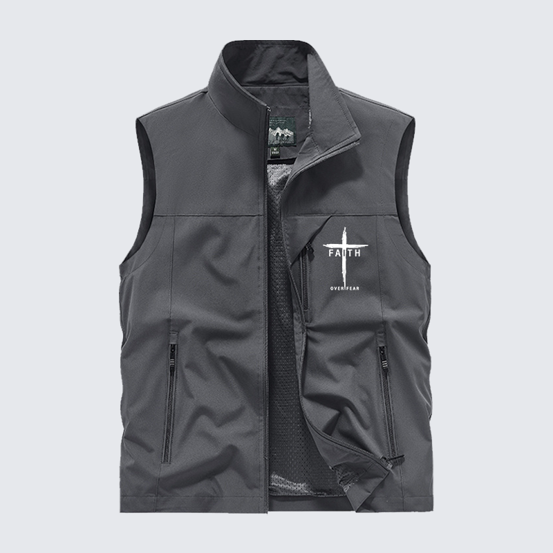Faith Over Fear Cross Jesus God Christian Outdoor Quick-dry Vest