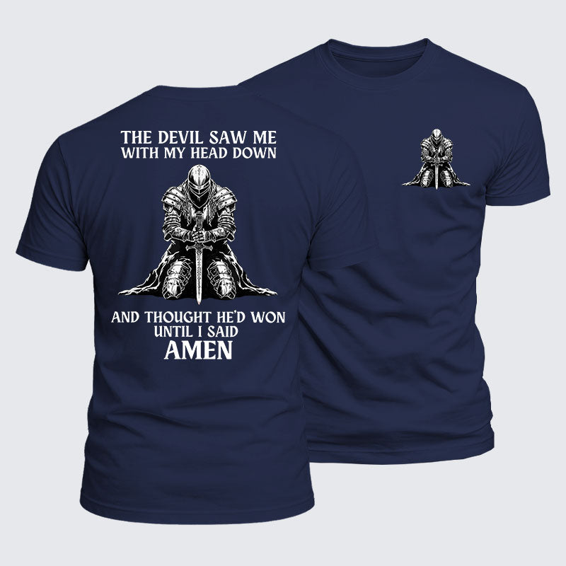 Luxe Mercerized Cotton Tee - The Devil Saw Me Until I Said Amen