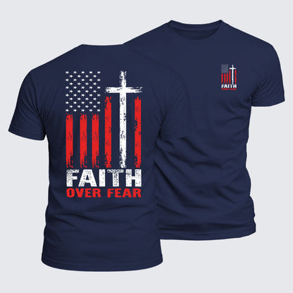 Luxe Mercerized Cotton Tee - Faith Over Fear Flag