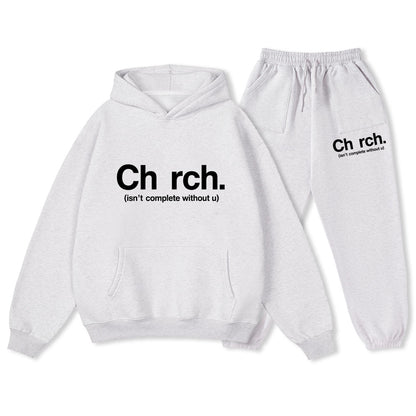 Church Isn't Complete Without U Christian Premium Fleece Hoodie Set