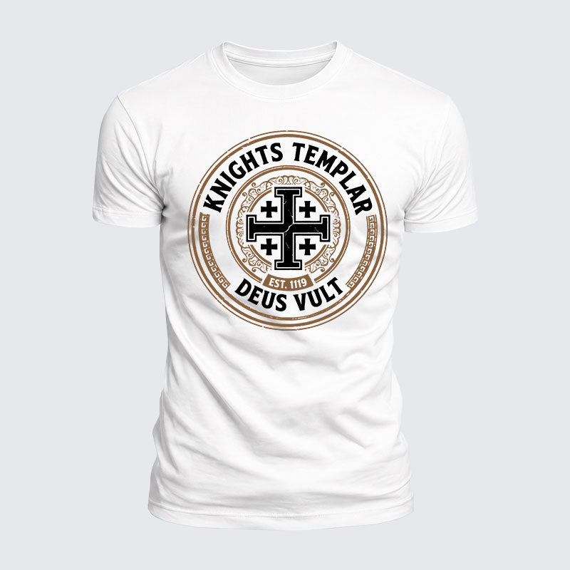 Luxe Mercerized Cotton Tee -  Knights Templar Deus Vult