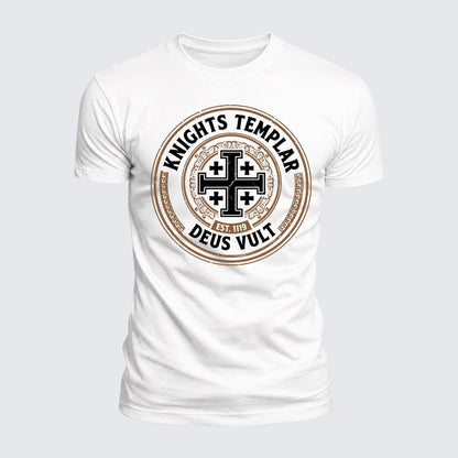 Luxe Mercerized Cotton Tee -  Knights Templar Deus Vult