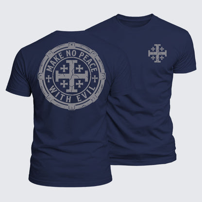 Luxe Mercerized Cotton Tee -  Make No Peace with Evil Knight Templar Jerusalem Cross