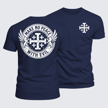 Luxe Mercerized Cotton Tee -  Make No Peace with Evil Knight Templar Jerusalem Cross