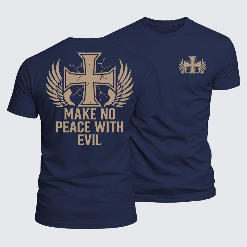 Luxe Mercerized Cotton Tee - Make No Peace with Evil Knight Templar Jerusalem Cross