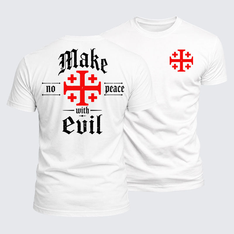Luxe Mercerized Cotton Tee - Make No Peace with Evil Knight Templar Jerusalem Cross