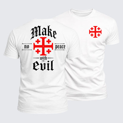 Luxe Mercerized Cotton Tee - Make No Peace with Evil Knight Templar Jerusalem Cross
