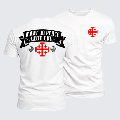 Luxe Mercerized Cotton Tee - Make No Peace with Evil Knight Templar Jerusalem Cross