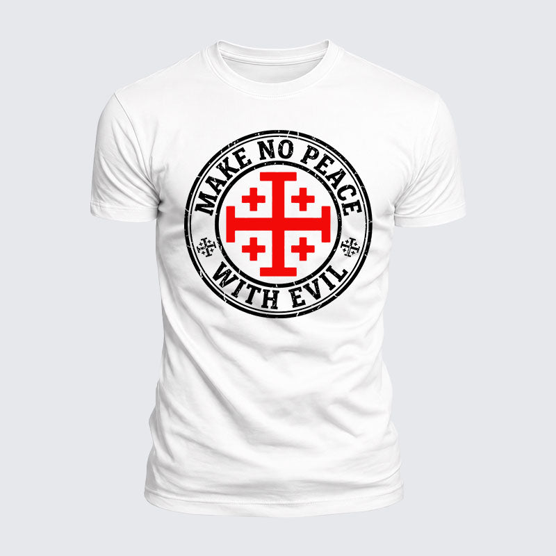 Luxe Mercerized Cotton Tee - Make No Peace with Evil Knight Templar Jerusalem Cross