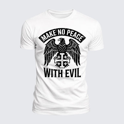 Luxe Mercerized Cotton Tee - Make No Peace with Evil Jerusalem Cross