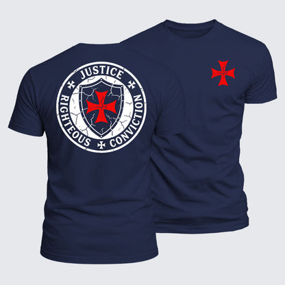 Luxe Mercerized Cotton Tee - Templar Virtues of the Knights Templar Shield