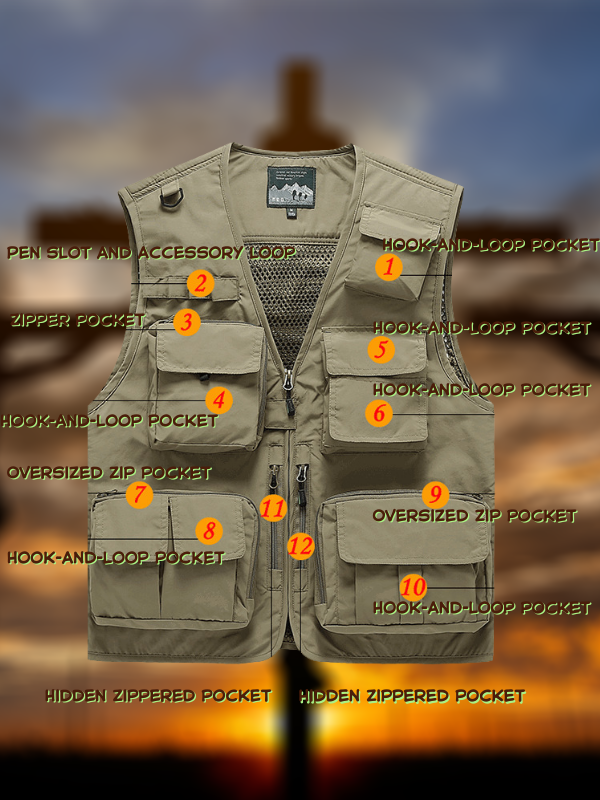 Cross Printed Jesus God Christian Detachable Outdoor Fishing & Hiking Vest