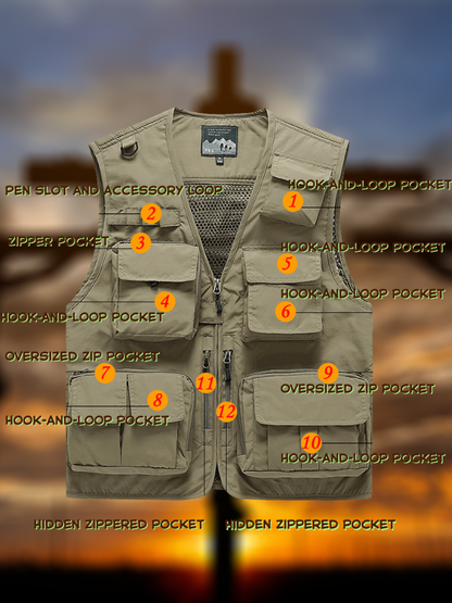 Cross Printed Jesus God Christian Detachable Outdoor Fishing & Hiking Vest