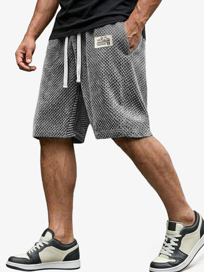 Men's Casual Loose Shorts Textured Embroidered Logo Everyday Wear