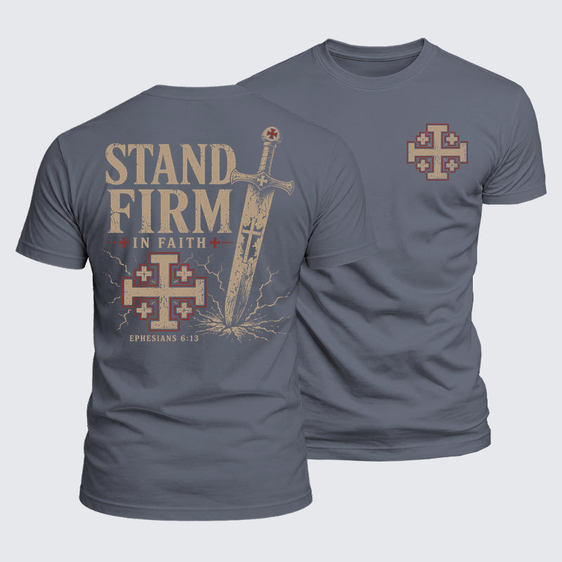 Luxe Mercerized Cotton Tee -  Stand Firm In Faith Ephesians 6:13