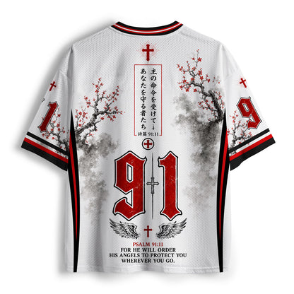 For He Will Order His Angels To Protect You Christian Mesh Jersey