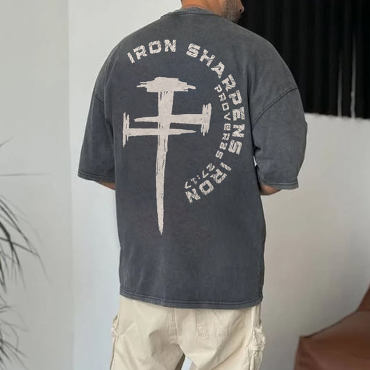 Iron Sharpens Iron Printed Oversize Washed T-Shirt