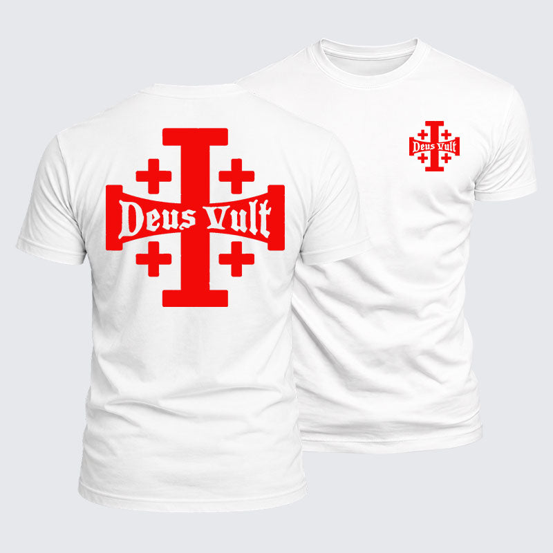 Luxe Mercerized Cotton Tee - Jerusalem Cross Deus Vult