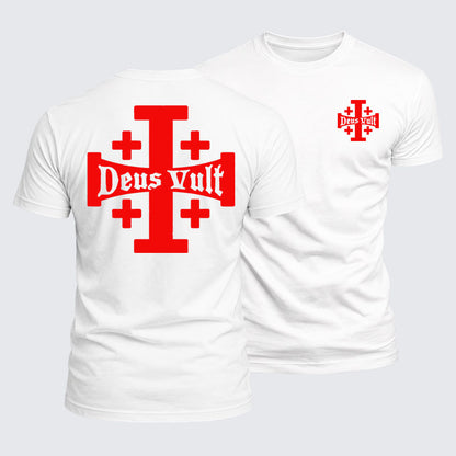 Luxe Mercerized Cotton Tee - Jerusalem Cross Deus Vult